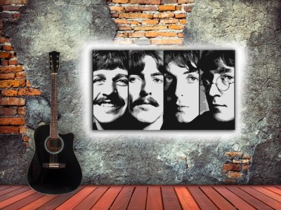 The Beatles rostros en gris